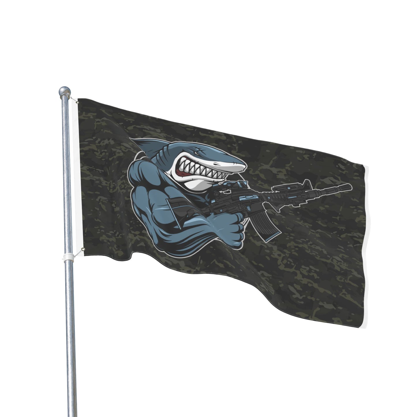 Shark Comando Flag — Double-Sided Tactical Camouflage Garden Flag