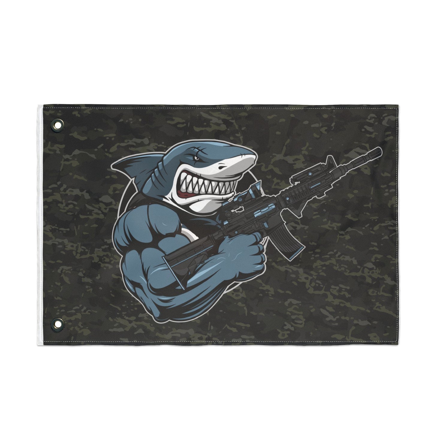 Shark Comando Flag — Double-Sided Tactical Camouflage Garden Flag