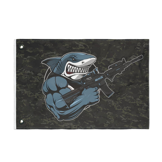 Shark Comando Flag — Double-Sided Tactical Camouflage Garden Flag
