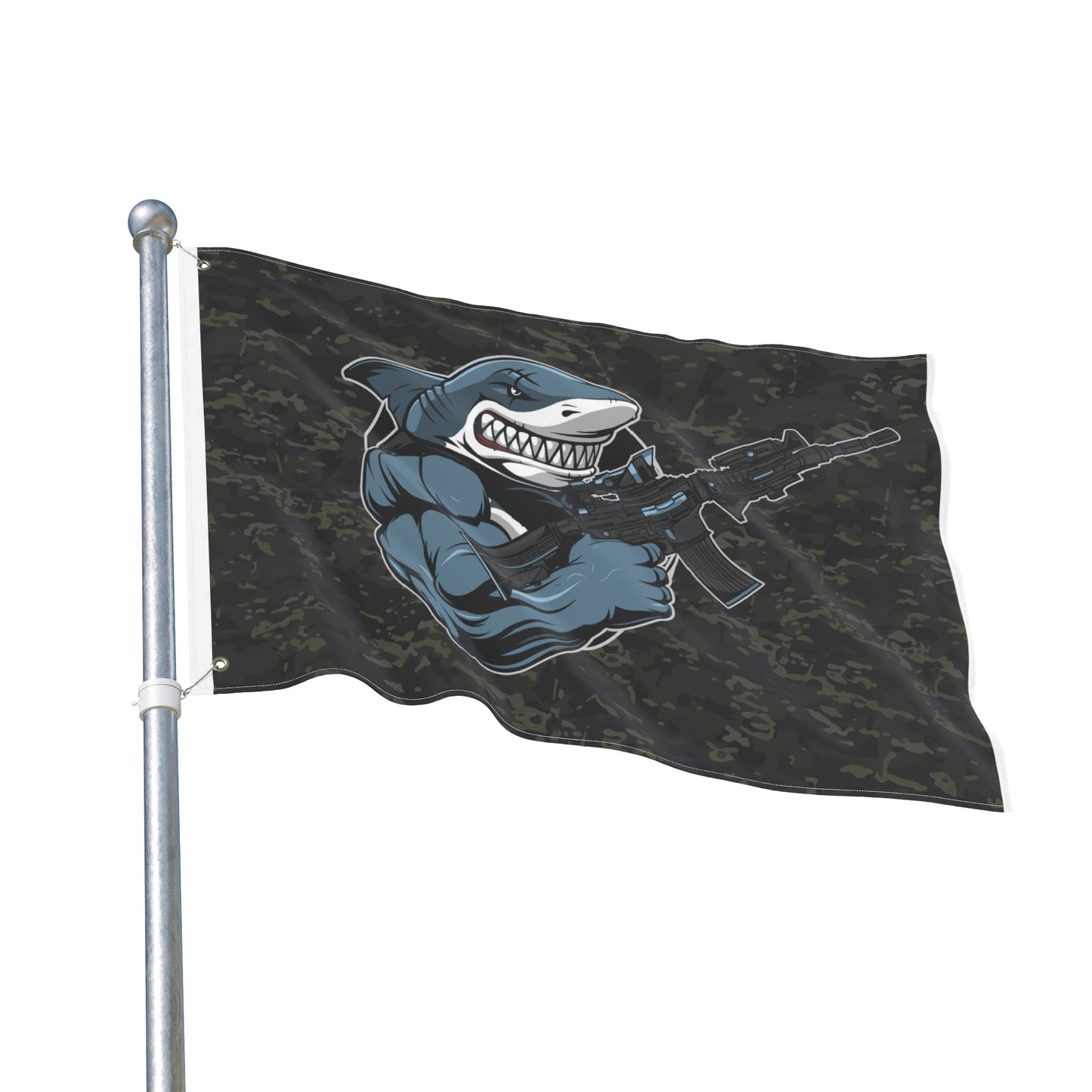 Shark Comando Flag — Double-Sided Tactical Camouflage Garden Flag