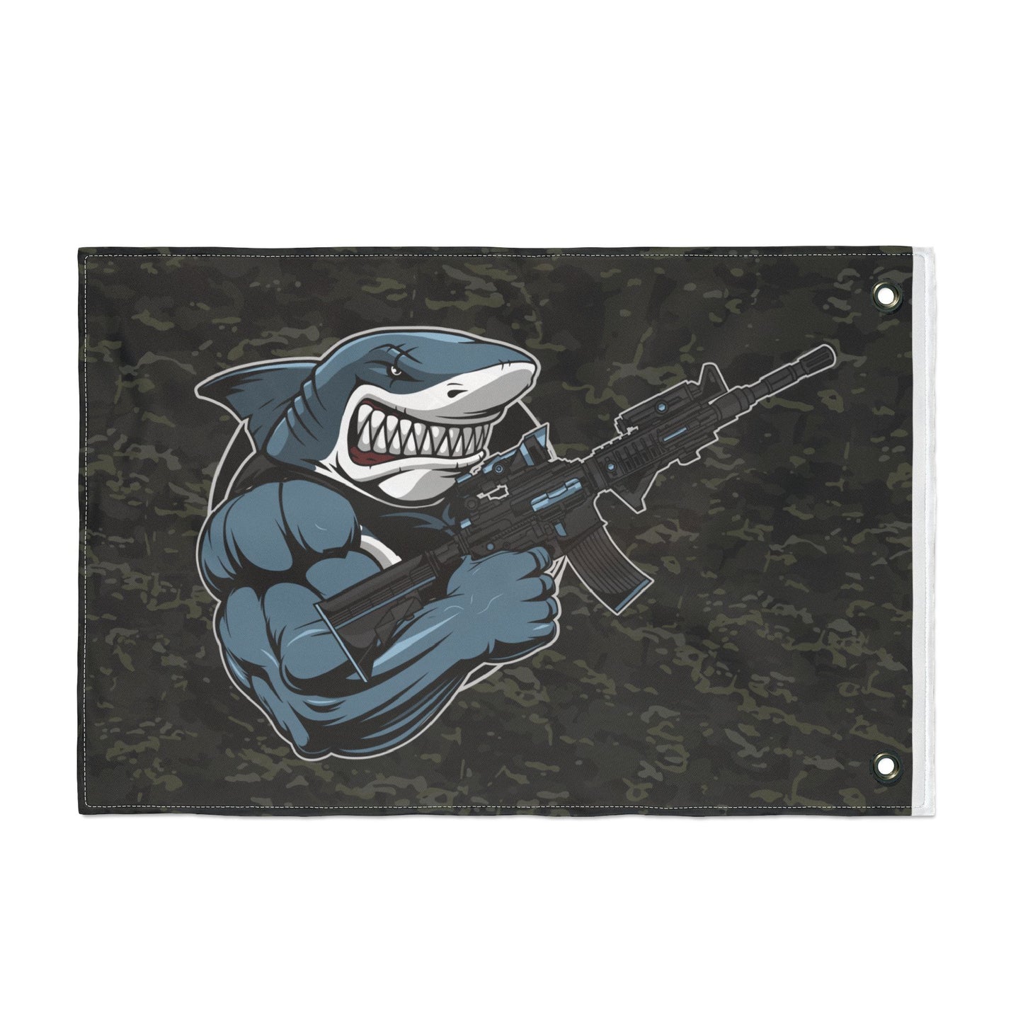 Shark Comando Flag — Double-Sided Tactical Camouflage Garden Flag