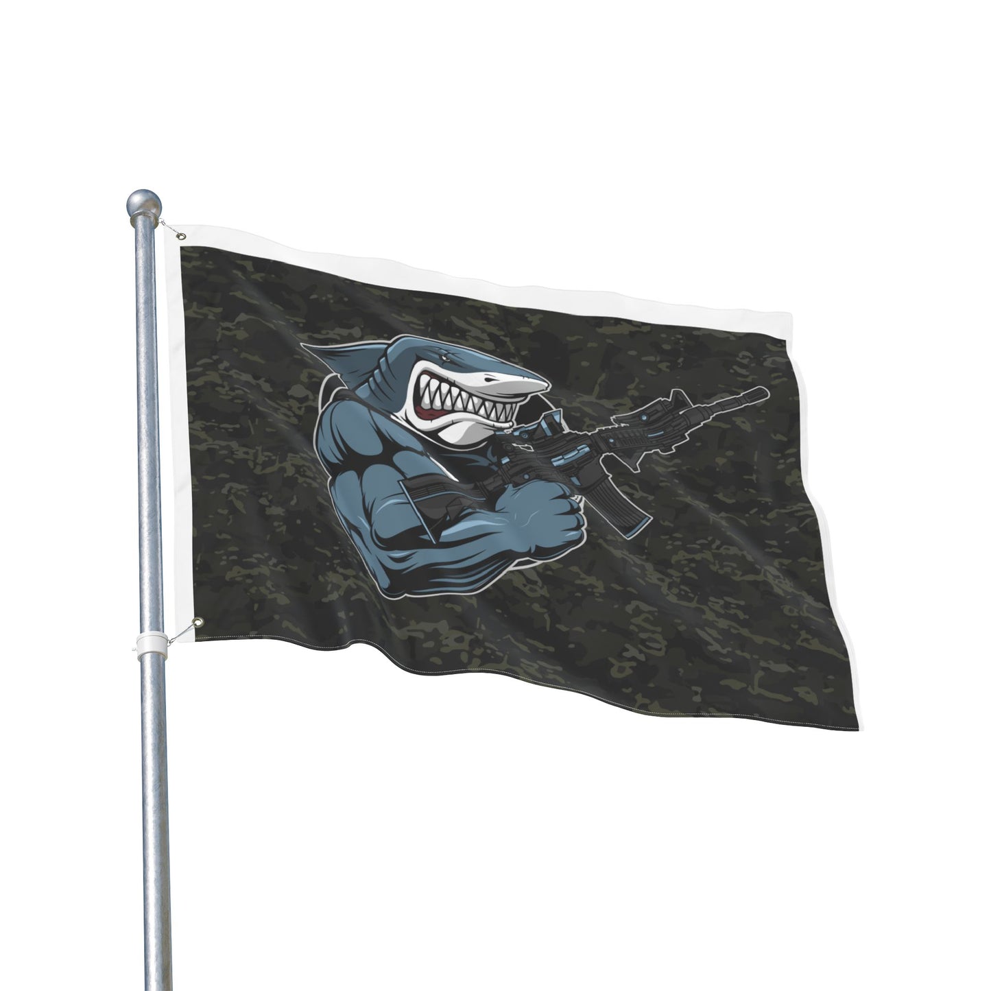 Shark Comando Flag — Double-Sided Tactical Camouflage Garden Flag