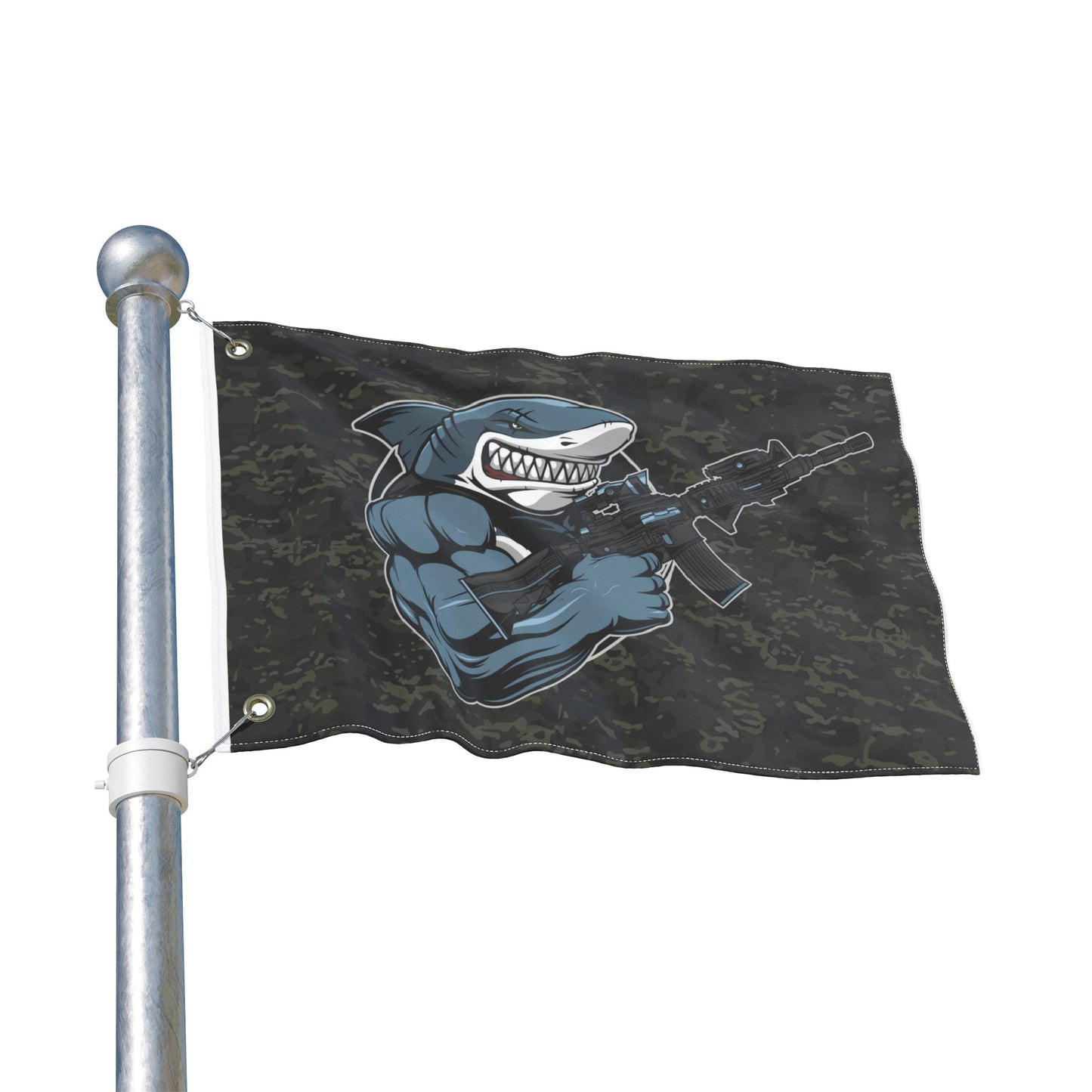 Shark Comando Flag — Double-Sided Tactical Camouflage Garden Flag