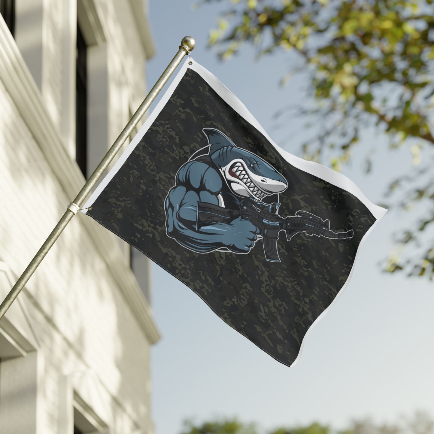 Shark Comando Flag — Double-Sided Tactical Camouflage Garden Flag